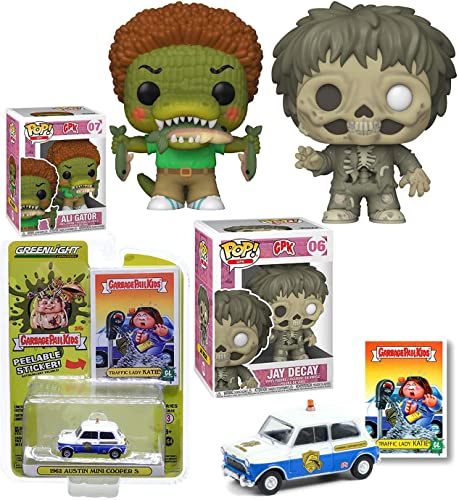 Decay GPK Pop! Figure Hat Skeleton Garbage Pail Kids Bundled with Ali Gator & Cooper Police Parking Car & Traffic Lady Katie Sticker 3 Items