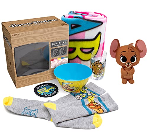 Morning Cartoon Box Tom & Jerry Mouse Plush Figures Character Bundled with Hanna-Barbara Collectors Pack Yogi Bear Blanket + Scooby-Doo Glass + Socks + Saturday Bowl 2 Items