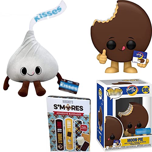 Kiss Moon Pop! Figure Exclusive Pie Character Ad Icons Bundled with Hershey Plush + S'Mores Bandages 3 Items