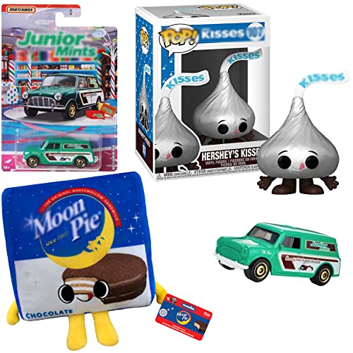 Sweet Pop! Figure Exclusive Moon Pie Character Ad Icons Kiss Bundled with Hershey + Moonpie Plus + Junior Mint Candy Car 3 Items