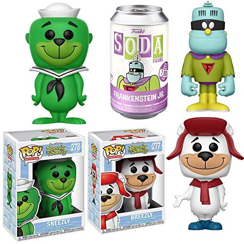 Polar Breezly Bear Droopy Sneezly Seal Bundled with Retro Pop Cartoon Figures Characters Frankenstein Jr. Soda Can Vinyl Hanna-Barbera 3 Items