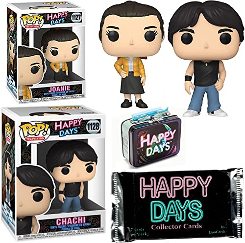 Joanie Loves Chachi Happy Days Pop! Figure Cunningham Bundled with Scott Baio + Trading Cards Pack & Mini Tiny Tin Box 70's TV Show 4 Items