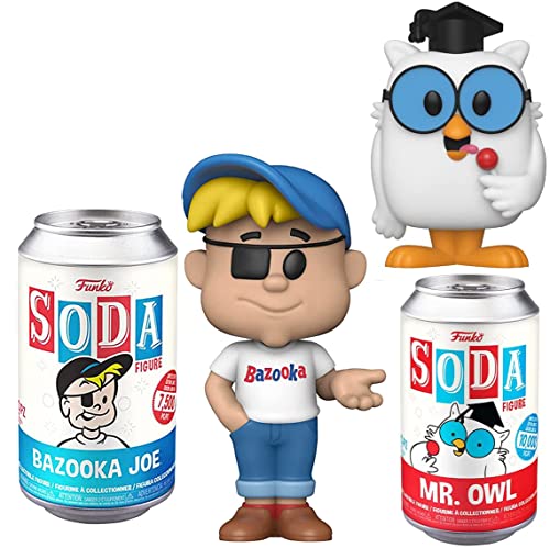 Blow Mr. Owl Figure Pop Soda Can Bundled with Hoot Ad Icons Retro Tootsie Roll Mascot Character + Bazooka Joe 2 -Items