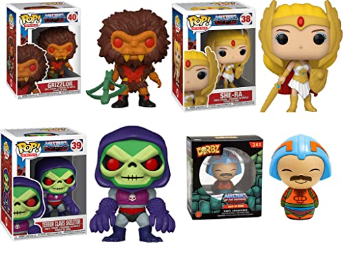 Game Changers Masters of The Universe Funko POP! Bundle: Grizzlor 40 + Terror Claws Skeletor 39 + She-Ra 38 + Dorbz Man at Arms 243 (4 Figures)
