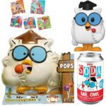 Mr. Owl Hoot Figure Pop Soda Can Bundled with Ad Icons Retro Tootsie Roll Mascot Character Sign + Candy Land Stickers 3 Items Mr. Owl Hoot Figure Pop Soda Can Bundled with Ad Icons Retro Tootsie Roll Mascot Character Sign + Candy Land Stickers 3 Items