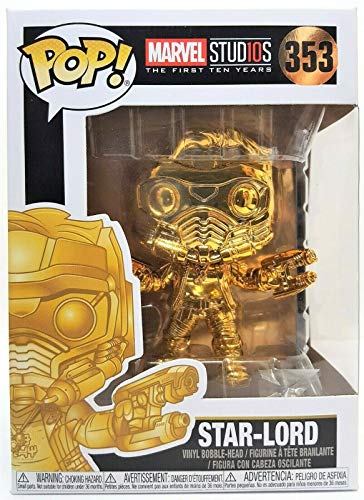 Funko Pop Movies: Guardians of the Galaxy - Gold Chrome Star-Lord Collectible Figure, Multicolor