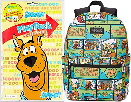 Pack Bag Color Print Backpack Large Bundled with Where are You Scoob! Activity Book Stickers Fun 2 Items Character School Set