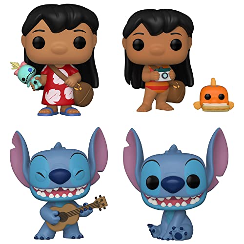 Funko POP! Disney Lilo & Stitch Collectors Set - Lilo with Scrump, Stitch with Ukelele, Smiling Seated Stitch, Lilo with Pudge, Multicolor