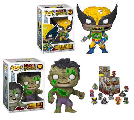 The Fight Everyone Wants to See Funko Pop! Pack: Zombie Marvel Zombie Wolverine 662 VS Marvel Zombie Hulk 366 + Bonus 1 Funko Marvel Zombie Mystery Mini Blind Box
