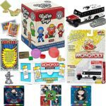 Throw Toy Back Retro Mystery Minis Bundled with + Vintage Toy Trading Cards Pack + J Lightning Pop Culture Game Board Jail Bus + Monopoly Token Multi-Surprise Peel 'N Reveal Box + Stickers 4 Items