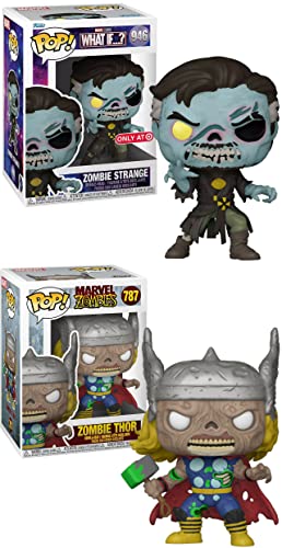 They're Everywhere- Marvel Zombies Funko POP! Bundle: Zombie Strange (What If...) Store Exclusive 946 + Zombie Thor 787 (2 Vinyl Figures)