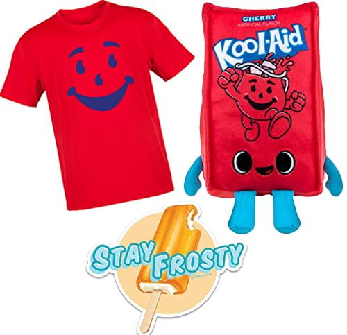 Oh Yea Figure Kool Character Ad Icons Bundled with Packet Red Plush + Brick Wall Face Punch Tee & Stay Frosty Decal 3 Items