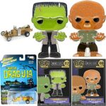 Creature Fright Monster Pack Classic Universal Pop Pin Horror Movie Night Figure Bundled with Wolfman + Frankenstein Characters + Silver Screen TV Munsters Drag-U-La Car Die-Cast 3 Items Creature Fright Monster Pack Classic Universal Pop Pin Horror Movie Night Figure Bundled with Wolfman + Frankenstein Characters + Silver Screen TV Munsters Drag-U-La Car Die-Cast 3 Items
