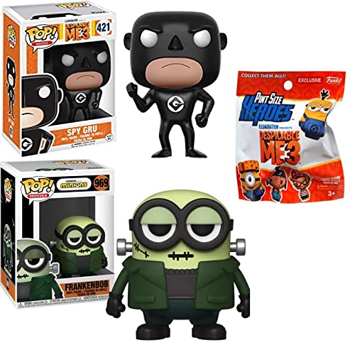 Don't Mess with Gru's Family Funko Pop! Bundle: Despicable Me 3 Spy Gru 421 + Minions Frankenbob 969 + Bonus Pint Size Heroes Despicable Me 3 Bag (3 Figures)