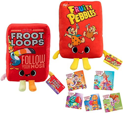 Bird Box Plush Toucan Sam Bundled with Flintstones Fruity Soft Pebbles Box & Loops Retro Cereal + Candyland Stickers 3 Items