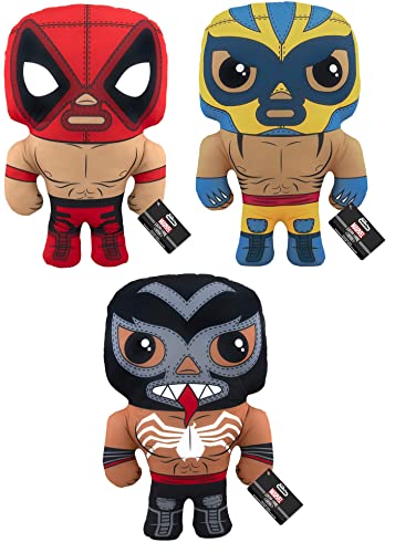Funko Plush - Marvel Superheroes - Mexican Lucha Libre Wrestlers - Deadpool, Wolverine, Venom - Set of 3 - 17.5 Inch
