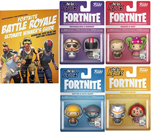 Agent Game Battle Figures Fortnight Raptor & Elite + Omega & Valor + 2 Pack Ranger & Zoey Action Royale Moonwalker and Burnout Pint Size Collection + Ultimate Book Winners Guide