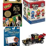 Koach Pursuit Retro Fun Figure Minis Pop Toy Bundled with Compatible with Mattel Games Matching Uno 75th Edition Iconic Games + Trivia Car Culture Vintage Johnny Throw Back 3 Items