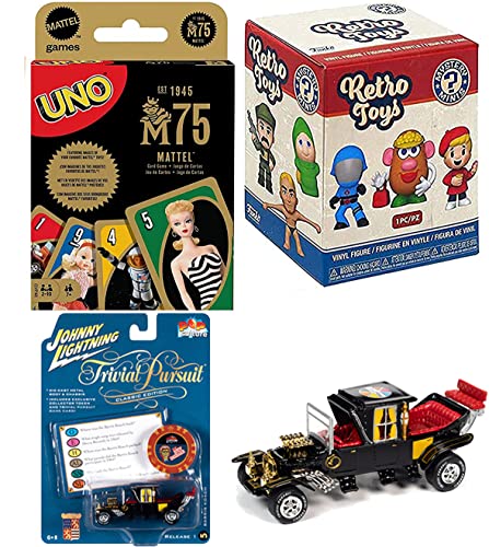 Koach Pursuit Retro Fun Figure Minis Pop Toy Bundled with Compatible with Mattel Games Matching Uno 75th Edition Iconic Games + Trivia Car Culture Vintage Johnny Throw Back 3 Items