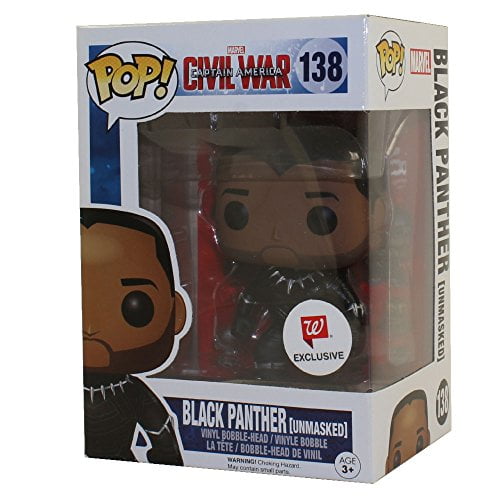Funko Pop! Marvel: Captain America Civil War - Black Panther (Unmasked Limited Exclusive) #138