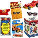 Rock N' Retro Toys Figures Bundled with Mystery Minis Blind Box + Rock'Em Sock'Em HW Robot Car + X-Ray Glasses Pin + Trading Cards + Weinermobile Whistle Collectibles 5 Items