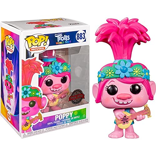 Funko - Figurine Trolls World Tour - Poppy W/Guitar Exclu Pop 10cm - 0889698473491