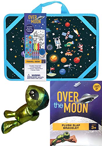 Soft Space Alien Plush Over The Moon Wrist Hanger Bundled with Art DEST Creative Stickers Ships / Astronauts / Stars 2 Items