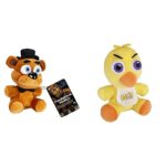 Funko Five Nights at Freddy's Freddy Fazbear Plush, 6", Brown & Five Nights at Freddy's Chica Plush, 6",Basic