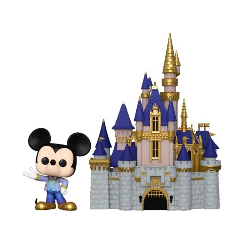 POP Funko Town: Walt Disney World 50th - Cinderella Castle with Mickey Mouse, Multicolor, 4 inches, (58965)