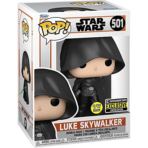 Funko Pop Star Wars The Mandalorian Luke Skywalker Glow-in-The-Dark Exclusive Vinyl Figure