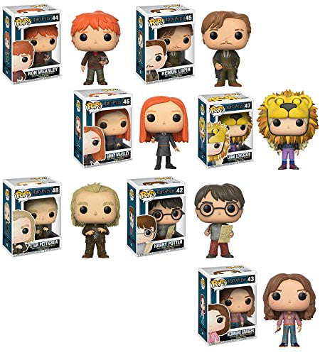 Funko Pop Harry Potter (Marauders Map), Hermione Granger (Time-Turner), Ron Weasley (Scabbers), Remus Lupin, Ginny Weasley, Luna Lovegood (Lion Head), Peter Pettigrew Vinyl Figures Set