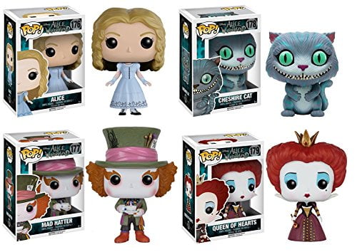 Pop! Disney: Alice in Wonderland Mad Hatter, Alice, Cheshire Cat and Queen of Hearts! Vinyl Figures Set of 4