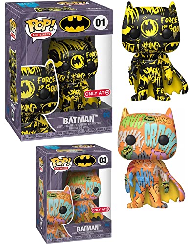 Gotham's Caped Art Crusader Batman Pop! Limited Edition Exclusive Figure Bundled with Orange Classic Pow! + Black & Yellow in Hard Case 2 Items