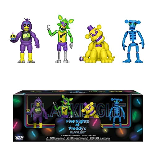 Five Nights at Freddy's Blacklight Action Figures Chica Foxy Golden Freddy Animatronic Skeleton