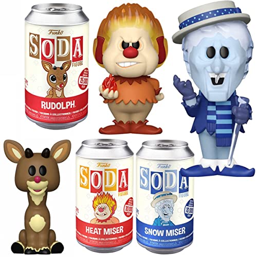 X-Mas Brothers Figure Soda Bundled with Snow Miser + Heat Miser Can & Classic Rankin-Bass Christmas Rudolph Red Nosed Reindeer 3 Items