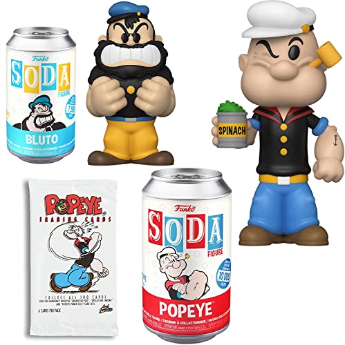 with Spinach! Popeye The Sailor Figure That's Soda Figure Blow me Down + Brutus Can Official Popeye Trading Cards 3 Items