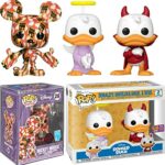 Angel Devil Disney Pop! Figure 2 Pack Bundled with Donald Duck Convention Exclusive + Art Series Train Mickey Mouse 2 Items