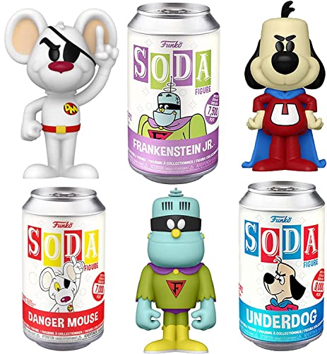 Impossibles Cartoon Heroes Under Dog Soda Can Figure Retro Bundled with Frankenstein Jr. + Danger Mouse 3 Items