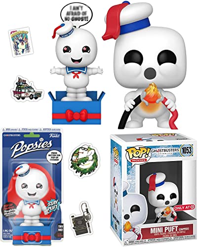 Double Stuff Puff Ghostbusters Exclusive Pop! Afterlife Stay puft Figure Bundled with Mischievous Zapped + Popsies Pop up Character Limited Edition + Stickers 2 Items