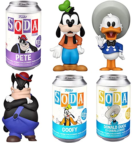 3 Donald Pete Goof Figure Disney Pop Soda Characters Donald Duck Three Caballeros Bundled with + Character (Peg-Leg) + Goofy Classic Can 3 Items