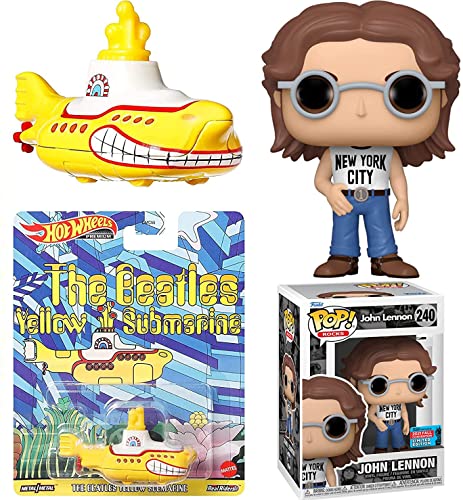 New York City John Lennon Rocks Figure Pop! Exclusive Bundled with The Yellow Submarine Beatles Die-Cast car 2 Items