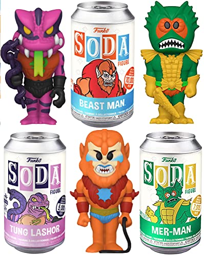 Trap Wind He-Man & The Masters of The Universe Pop! Soda Can Figure + Beast Man + Character Mer-Man + Tung Lashor Villain 3 Items
