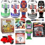 Incredible Hulk Venom Marvel Bundled with Spider-Man Tin Can Soda Lucha Libre + Blind Box Zombie Figure + Avengers Hero Pencil & Stickers + Deadpool Scooter + Nano Character 8 Items