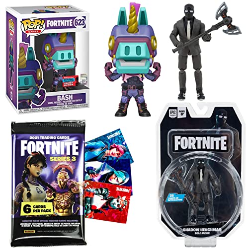 Loot Compatible with Fortnite Pop! Figure Bundled with Purple Bash Llama Exclusive + Action Shadow Henchman Villain Core Action Character + Trading Card Game Pack 3 Items Wall UP!