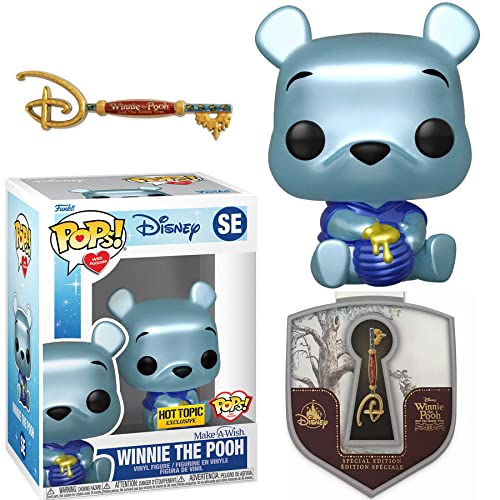 Honey Tree Pooh Bear Disney Figure Pop! Exclusive Metallic Bundled with Winnie The Pooh Honey Tree 55th Anniversary Mini Key Pin Special Edition 2-Items