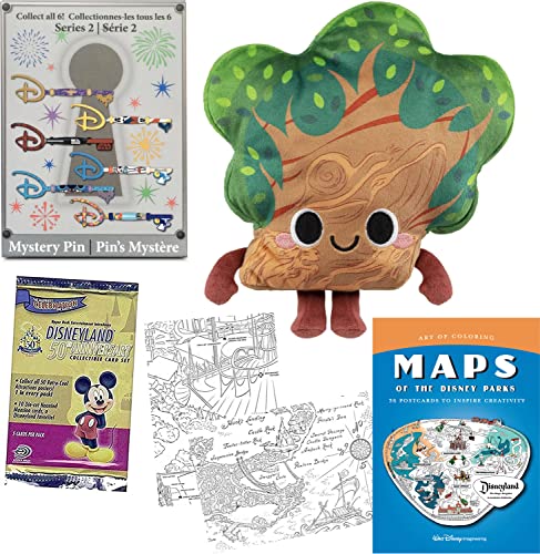 Tree Disney Attraction Animal Kingdom Bundled with Coloring Map Postcards + Pop! Plush World Anniversary + Key Pin + Disneyland Ride Trading Cards 4 Items