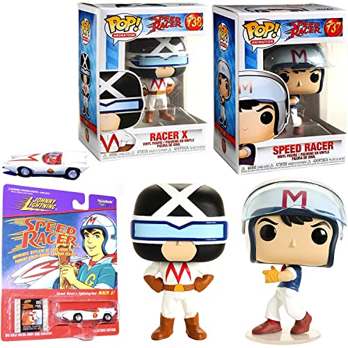 Go Mach Speed Racer Driver Figure Pop! Animation Bundled with Racer X Vinyl + Die-Cast Car 3 Items