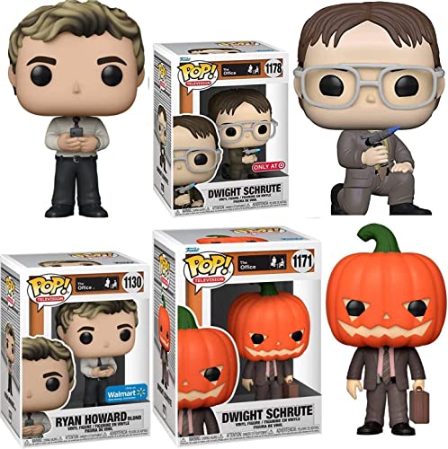 Torch it Dunder Mifflin Figure Pop! Vinyl Exclusive Dwight Character Bundled with Shrute with Blow Torch + Pumpkin Head Comedy Items Paper Office Show + Ryan Howard 3 Items