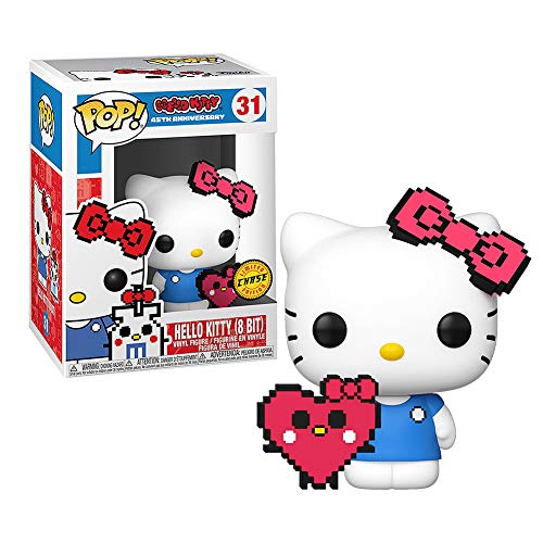 Funko Pop! Sanrio Hello Kitty (Anniversary) Chase with 8-Bit Pink Bow and Heart Buddy