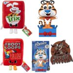 Great Tiger Tony Figure Retro Ad Icons Mascot Bundled with Trix Rabbit Plush + Monster Cereal Patch Count Chocula + from Loops Soft Box + Popsie Frosted Flakes Character Fun Pack 4 Items
